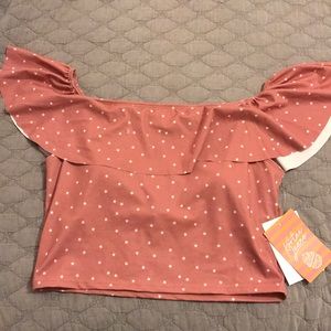 Kortni Jeane ruffled around top red stars. NWT